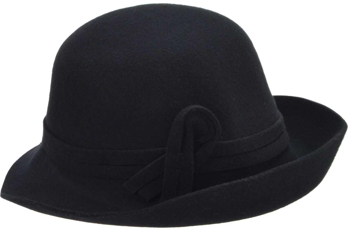 Seeberger Felt Cloche Turn Up Black