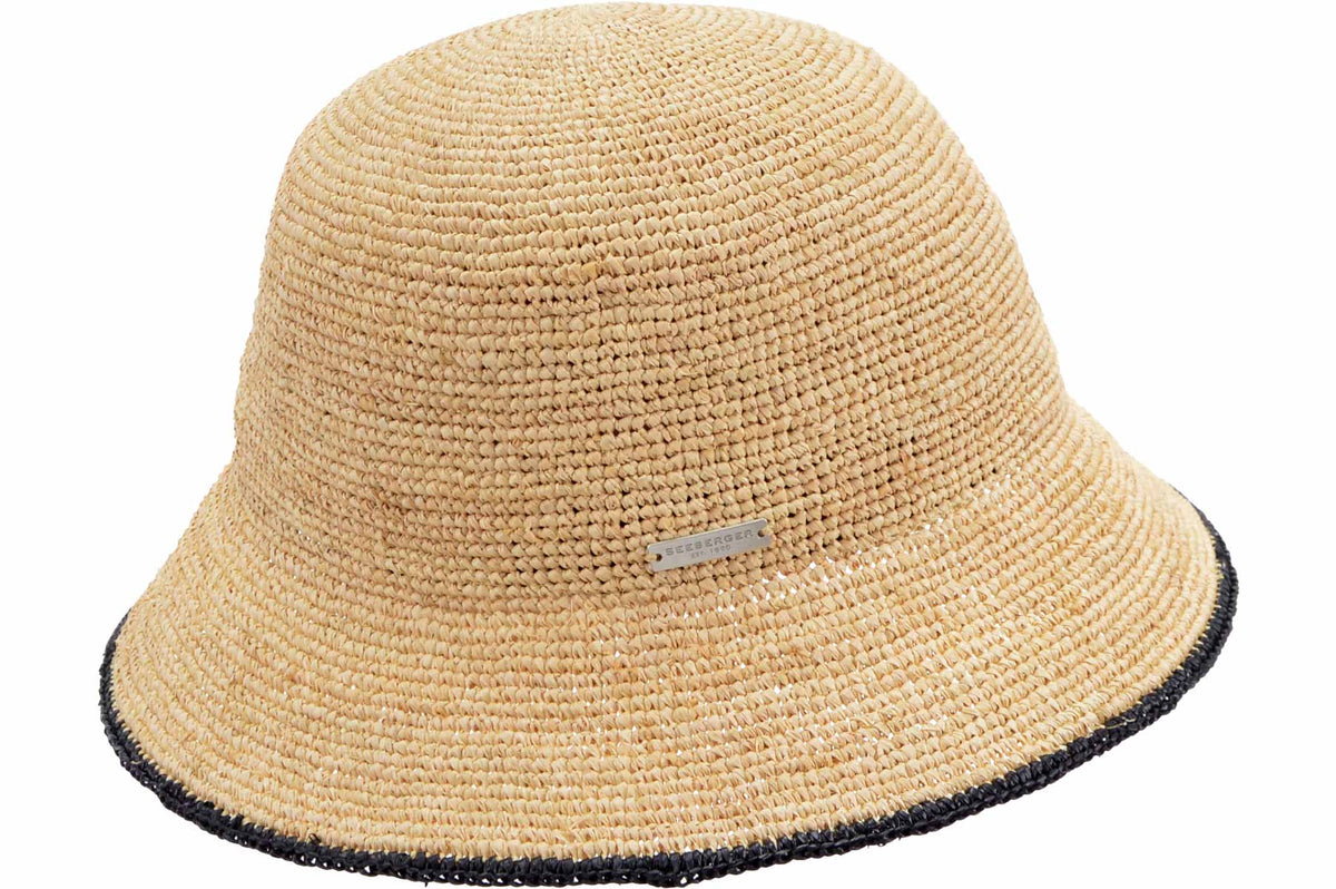 Seeberger Raffia Cloche linen/black