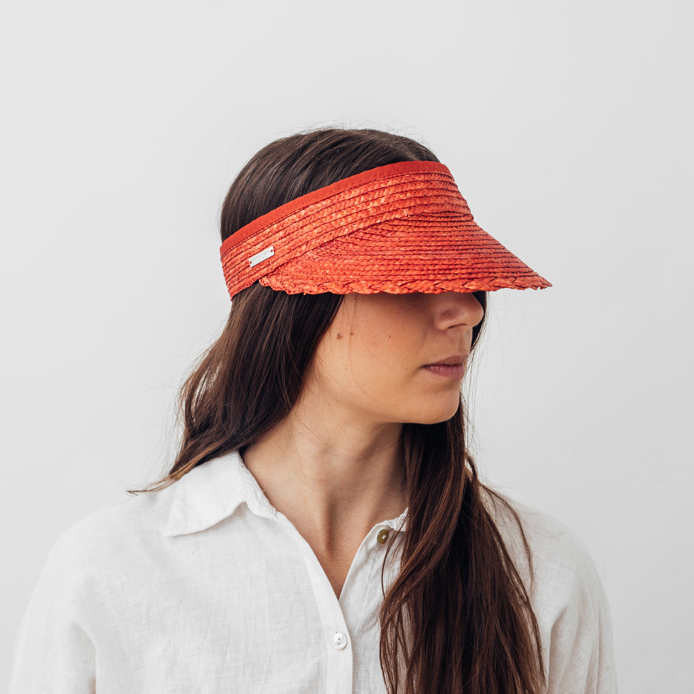 Seeberger Straw Visor Orange