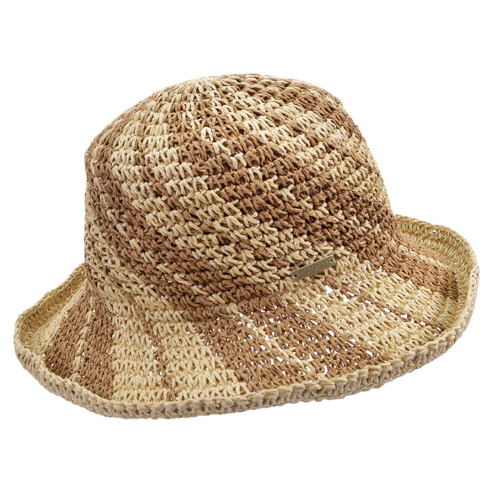Seeberger Straw Sun Hat | Orange & Natural Paper Straw | European Summer Hat Seeberger Grass Straw & Green Summer Hat. 100% Natural Fibre  main image 3