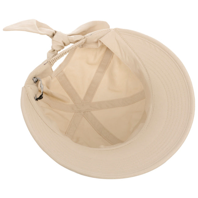 Seeberger Cotton Fabric Cap with Bow Detail Sand