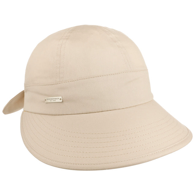 Seeberger Cotton Fabric Cap with Bow Detail Sand