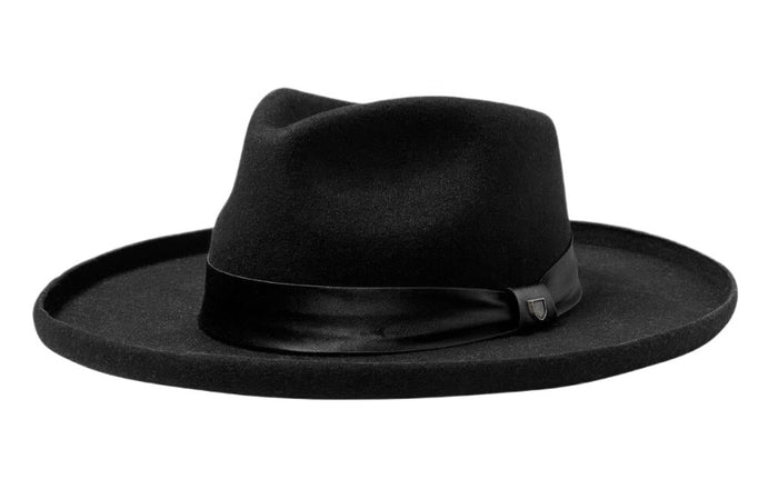 Brixton Victoria Felt Fedora Black Satin