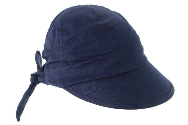 Seeberger Cotton Fabric Cap with Bow Detail Jeans Blue