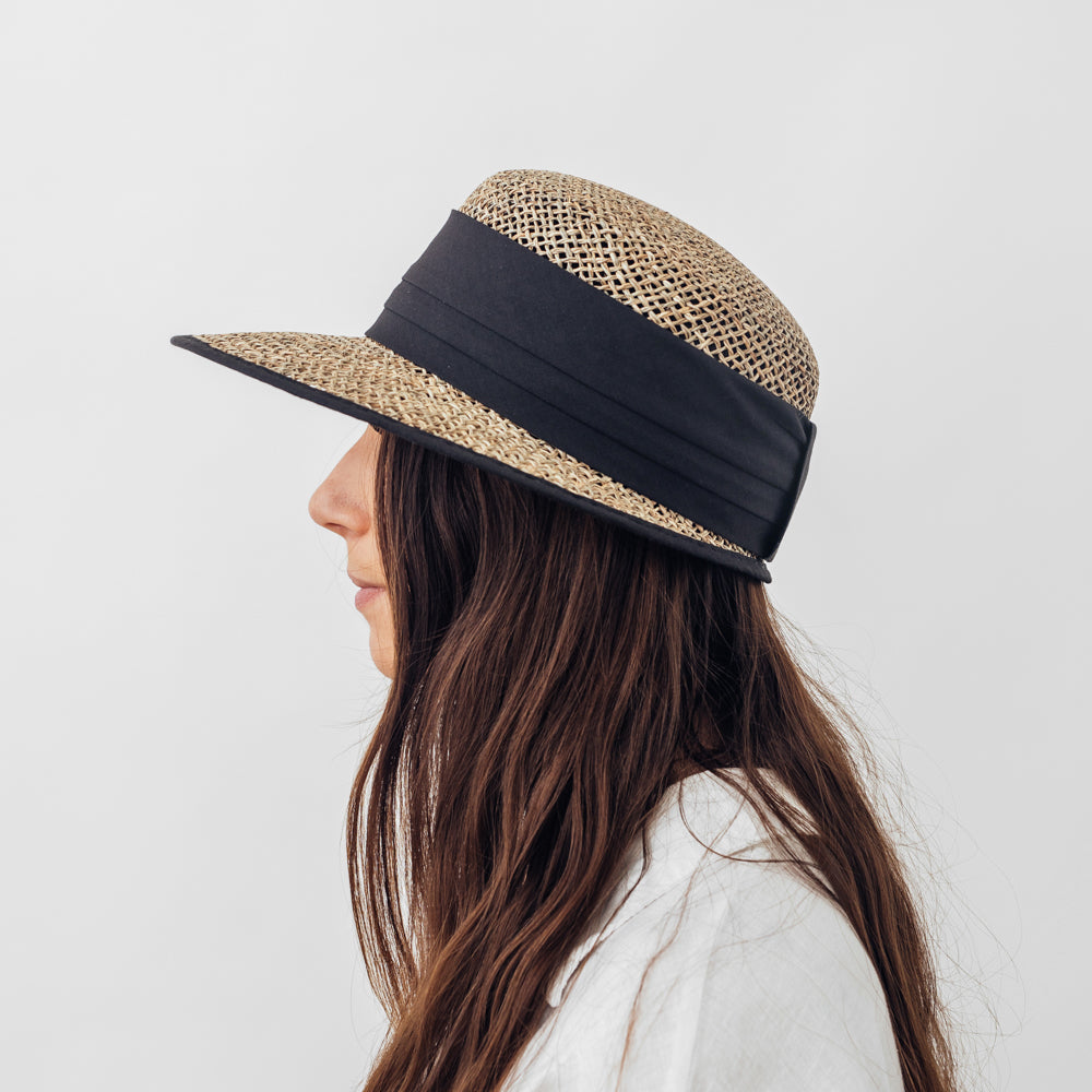 Seeberger Seagrass Straw Cap Natural/Black