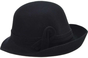 Seeberger Felt Cloche Turn Up Black