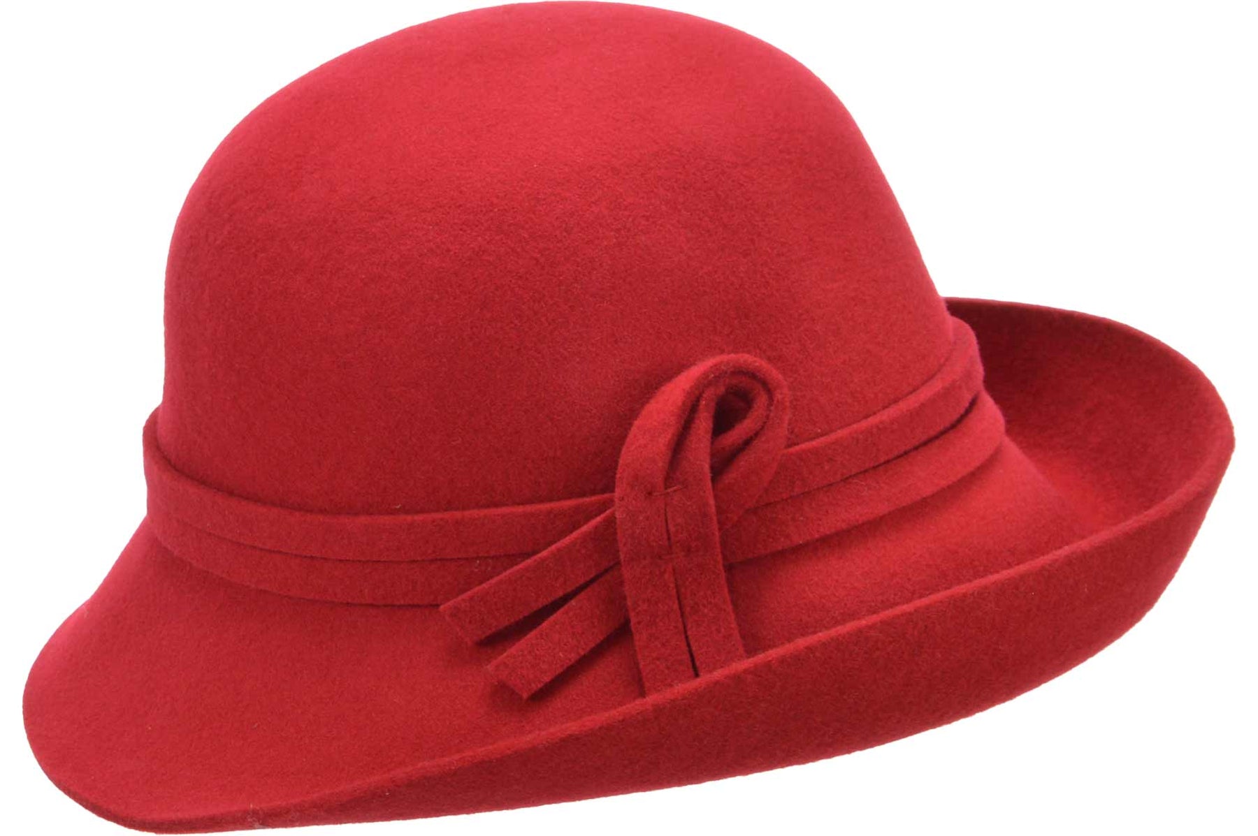 Seeberger Woolfelt Cloche With Turn-up Red