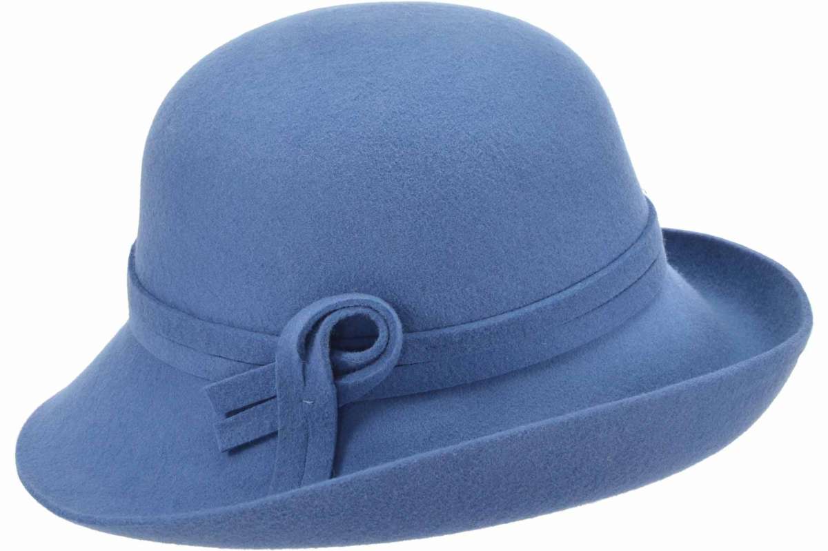 Seeberger Woolfelt Cloche with turn-up Blue