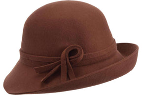 Seeberger Woolfelt Cloche With Turn-Up Brown