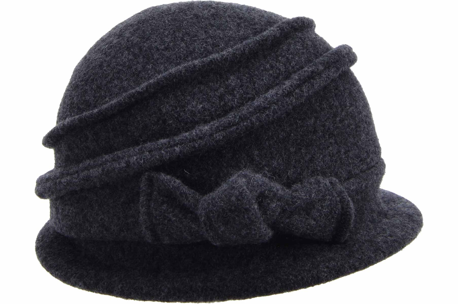 Seeberger Boiled Wool Cloche With Knot Anthracite