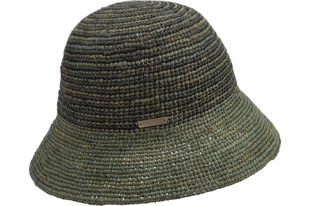 Seeberger Raffia Cloche Green/Khaki