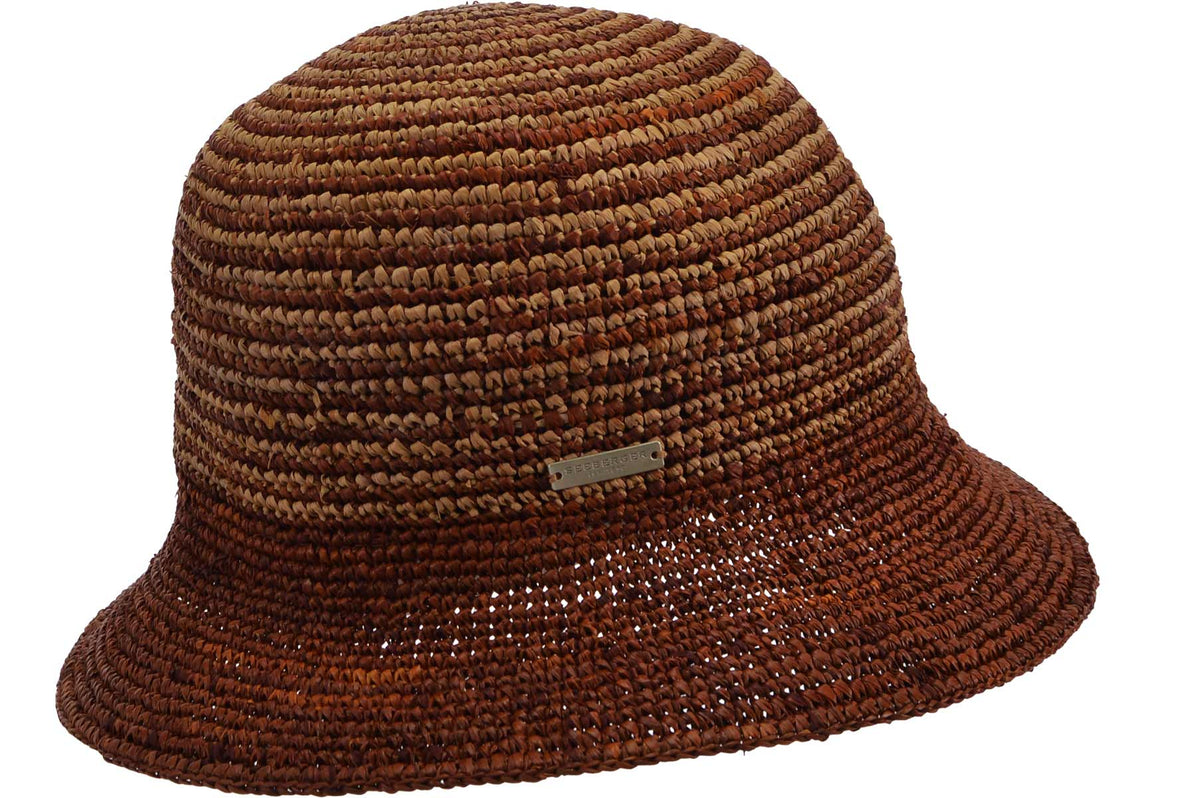 Seeberger Raffia Cloche Brown/Sand