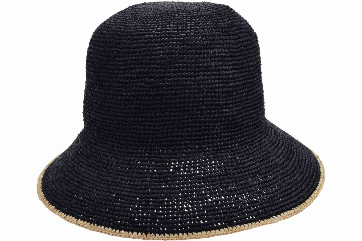 Seeberger Raffia Cloche Black Linen