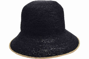 Seeberger Raffia Cloche Black Linen