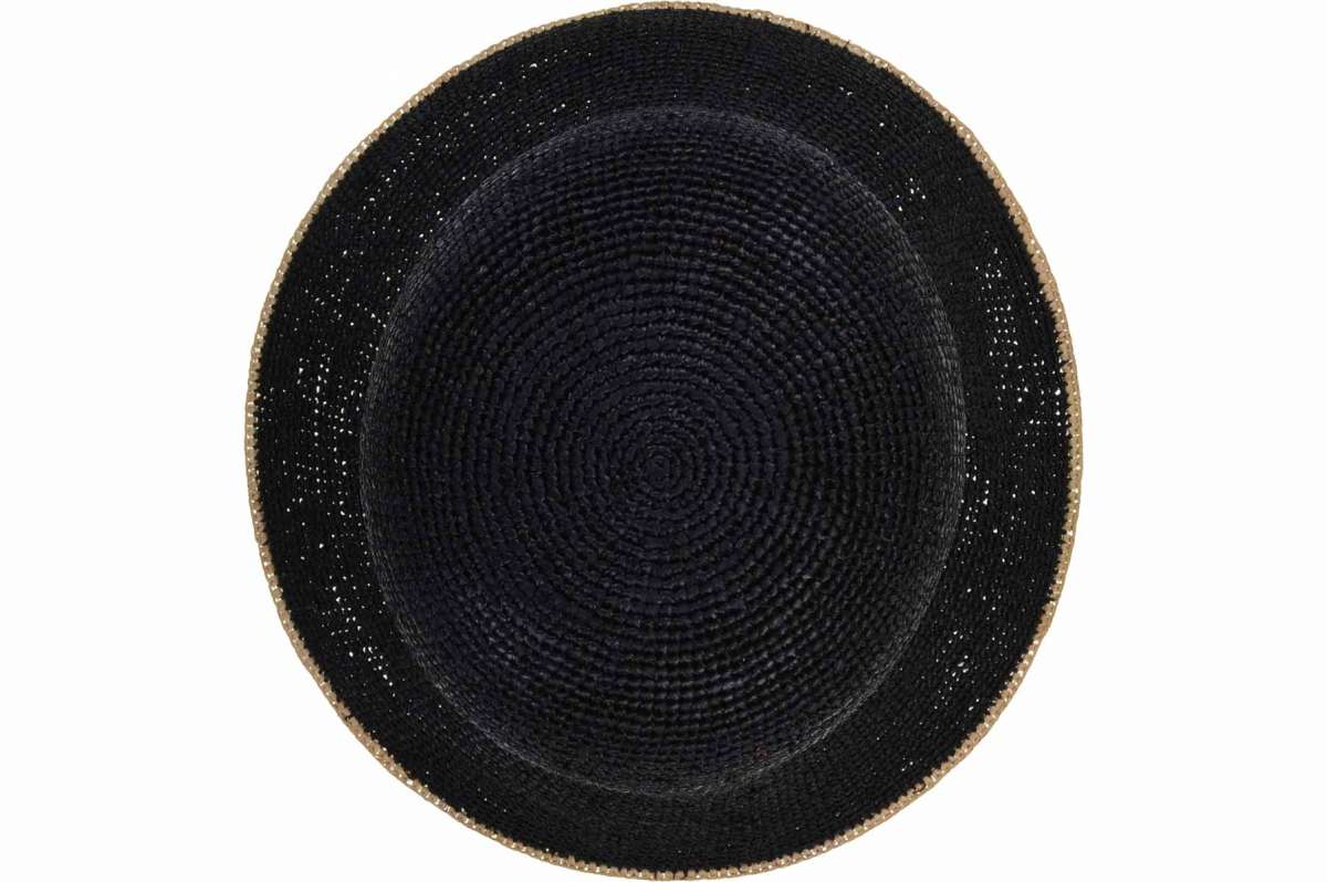 Seeberger Raffia Cloche Black Linen