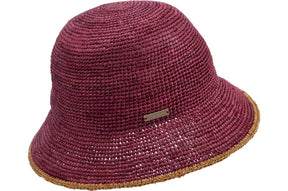 Seeberger Raffia Cloche Garnet/Sand