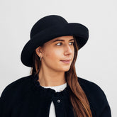 Seeberger Felt Cloche Turn Up Black