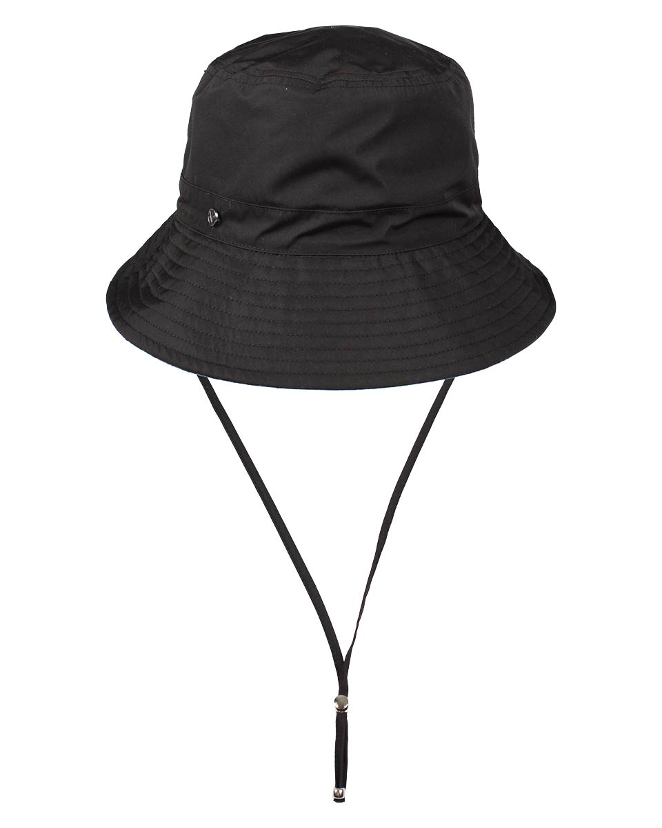 Loevenich Lined Rain Hat With Chin Strap Black