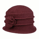 Seeberger Boiled Wool Cloche Flower - Burgundy Red