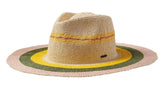 Brixton Pauma Straw Fedora Pink/Olive/Yellow