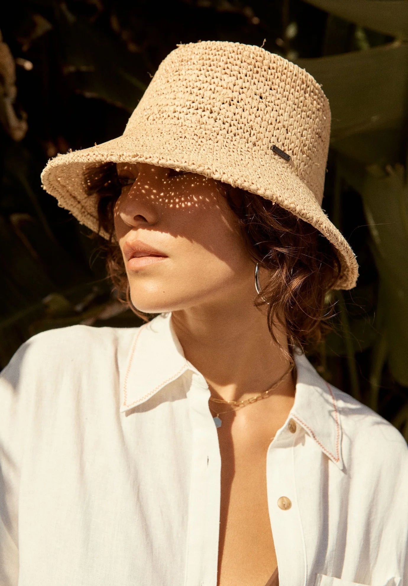 Brixton Ellee Straw Bucket Hat Tan