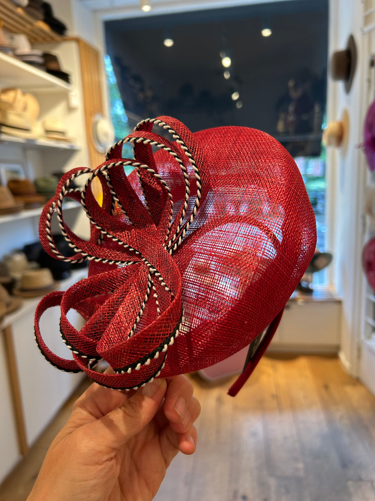 Seeberger Fascinator Sinamay Wine Red