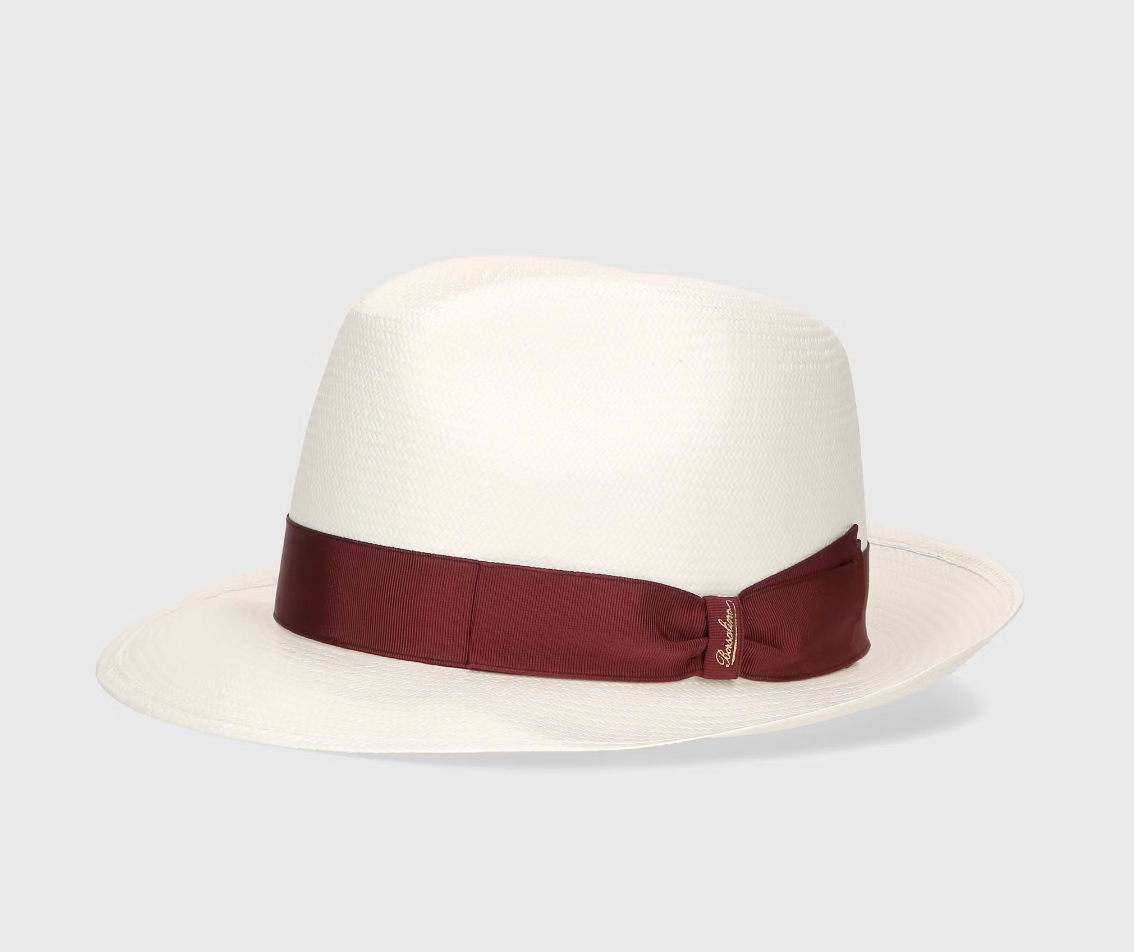 Borsalino Panama Fine White / Burgundy