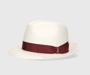 Borsalino Panama Fine White / Burgundy