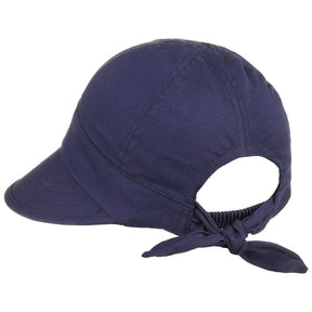 Seeberger Cotton Fabric Cap with Bow Detail Jeans Blue