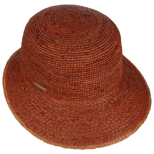 Seeberger Raffia Crochet Cap Brown