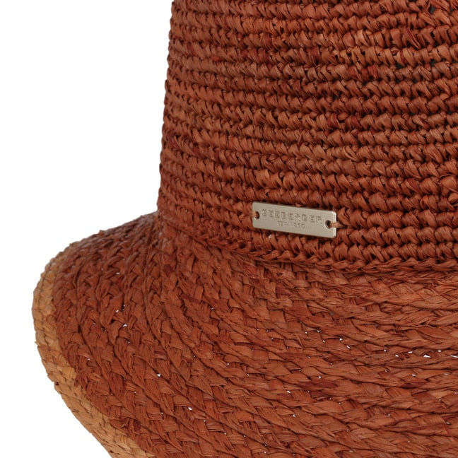 Seeberger Raffia Crochet Cap Brown