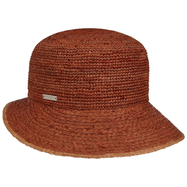 Seeberger Raffia Crochet Cap Brown