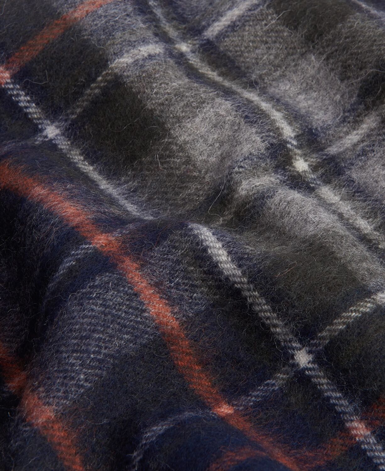 Barbour New Check Tartan Scarf Navy/Dark Ginger
