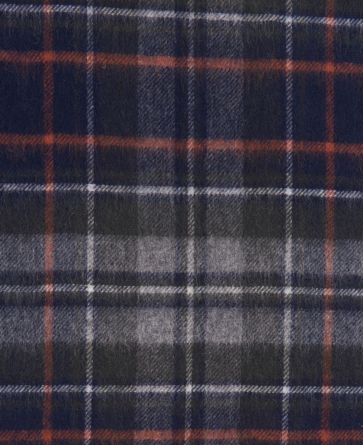 Barbour New Check Tartan Scarf Navy/Dark Ginger
