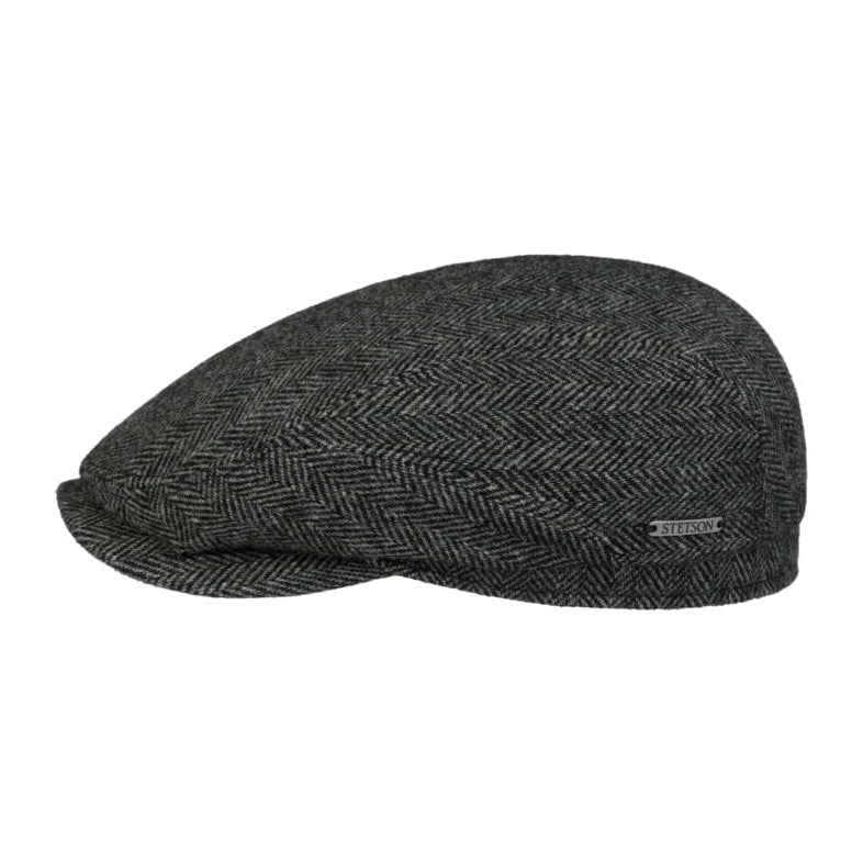 Stetson Driver Cap Wool Herringbone Blue Gray