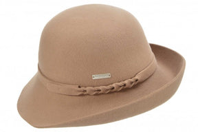 Seeberger Felt Cloche Turn Up Camel