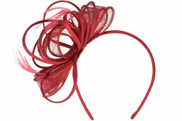 Seeberger Fascinator Feathers Sinamay Ruby Red