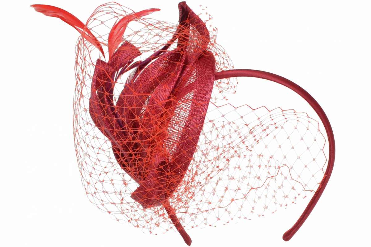 Seeberger Fascinator Veil Sinamay Ruby Red