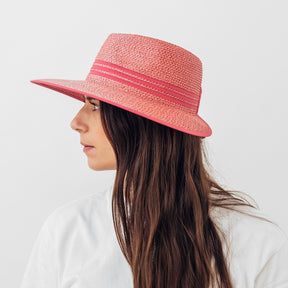 Seeberger Women Cap Paper Hat Coral
