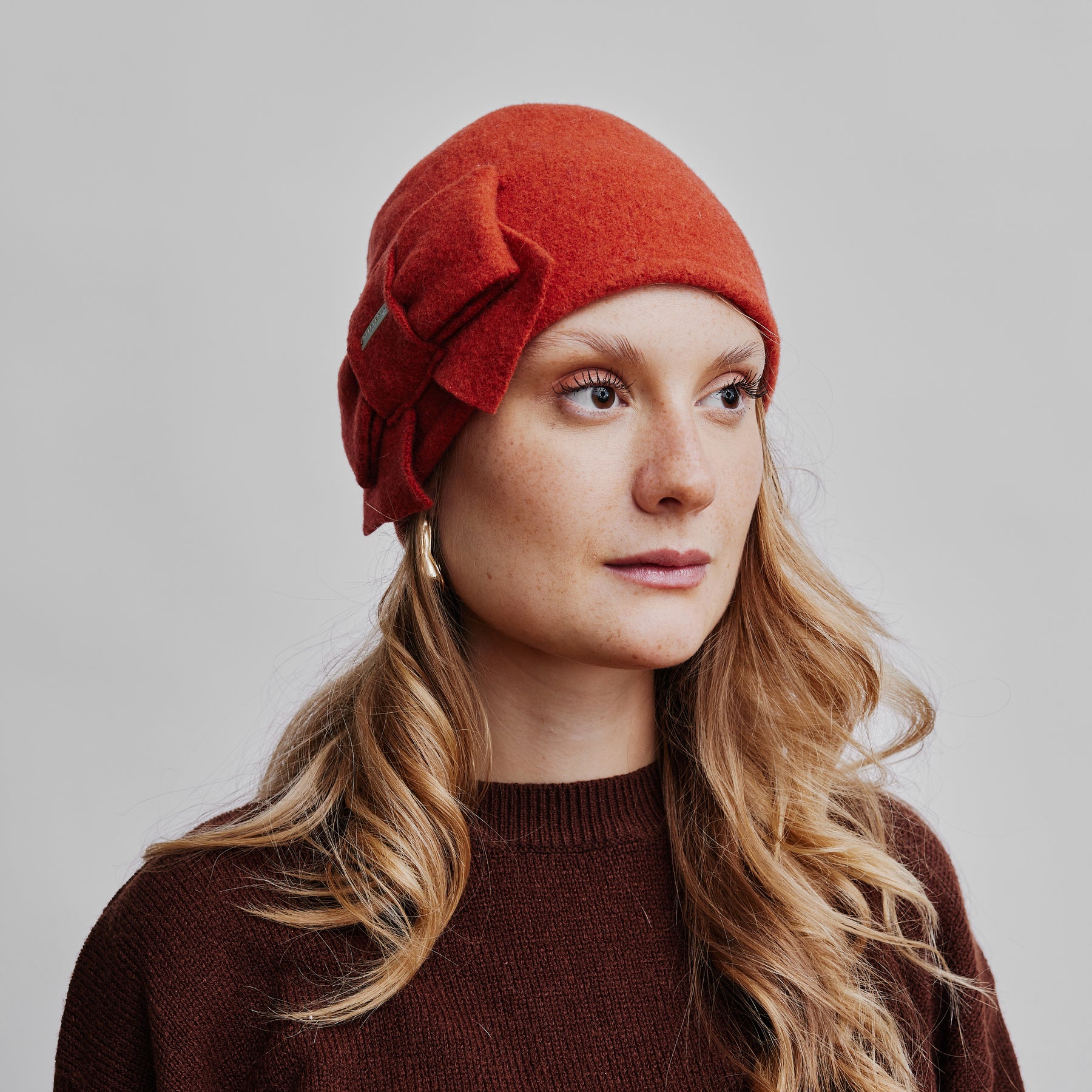 Seeberger Beanie With Bow - Teracotta