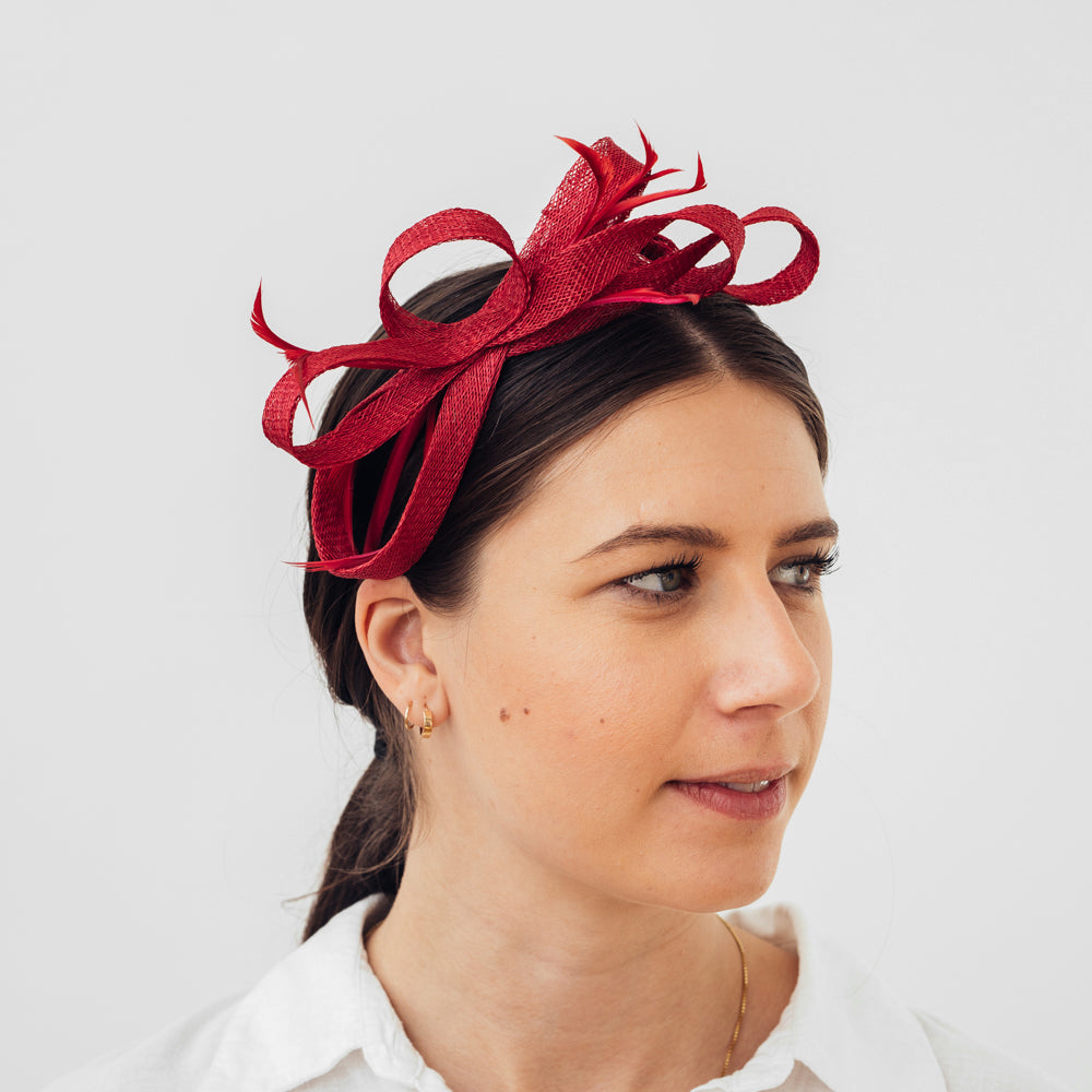 Seeberger Fascinator Feathers Ruby Red