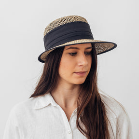 Seeberger Seagrass Straw Cap Natural/Black